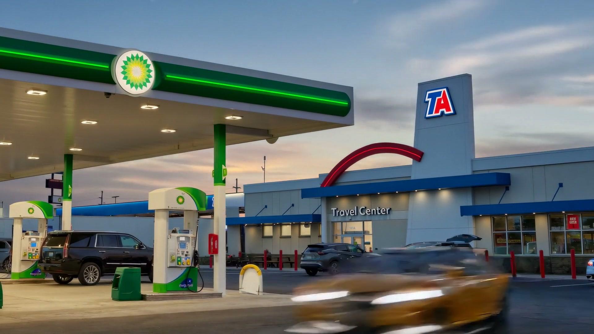 Gas station at sunset