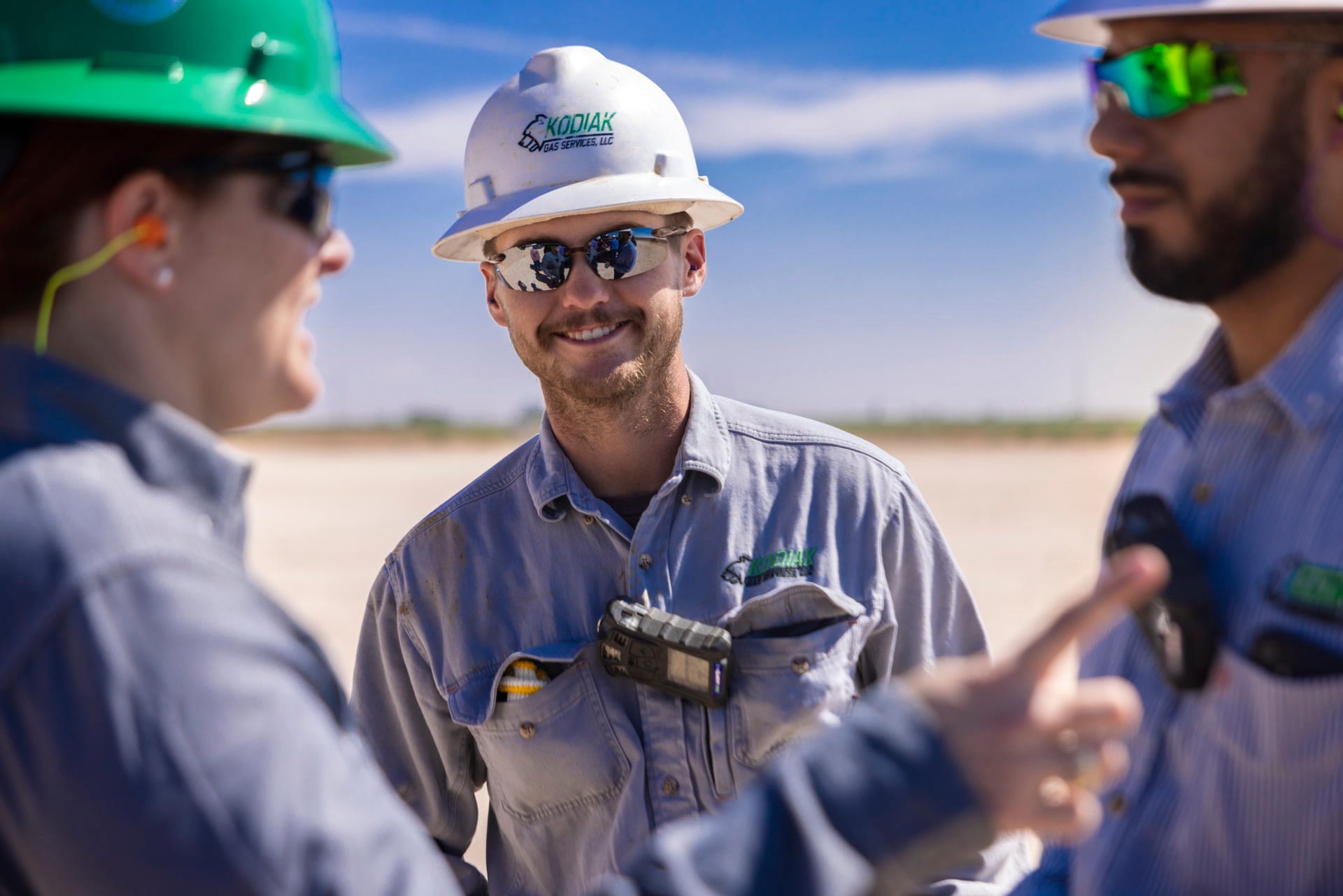 Kodiak field crew in hard hats