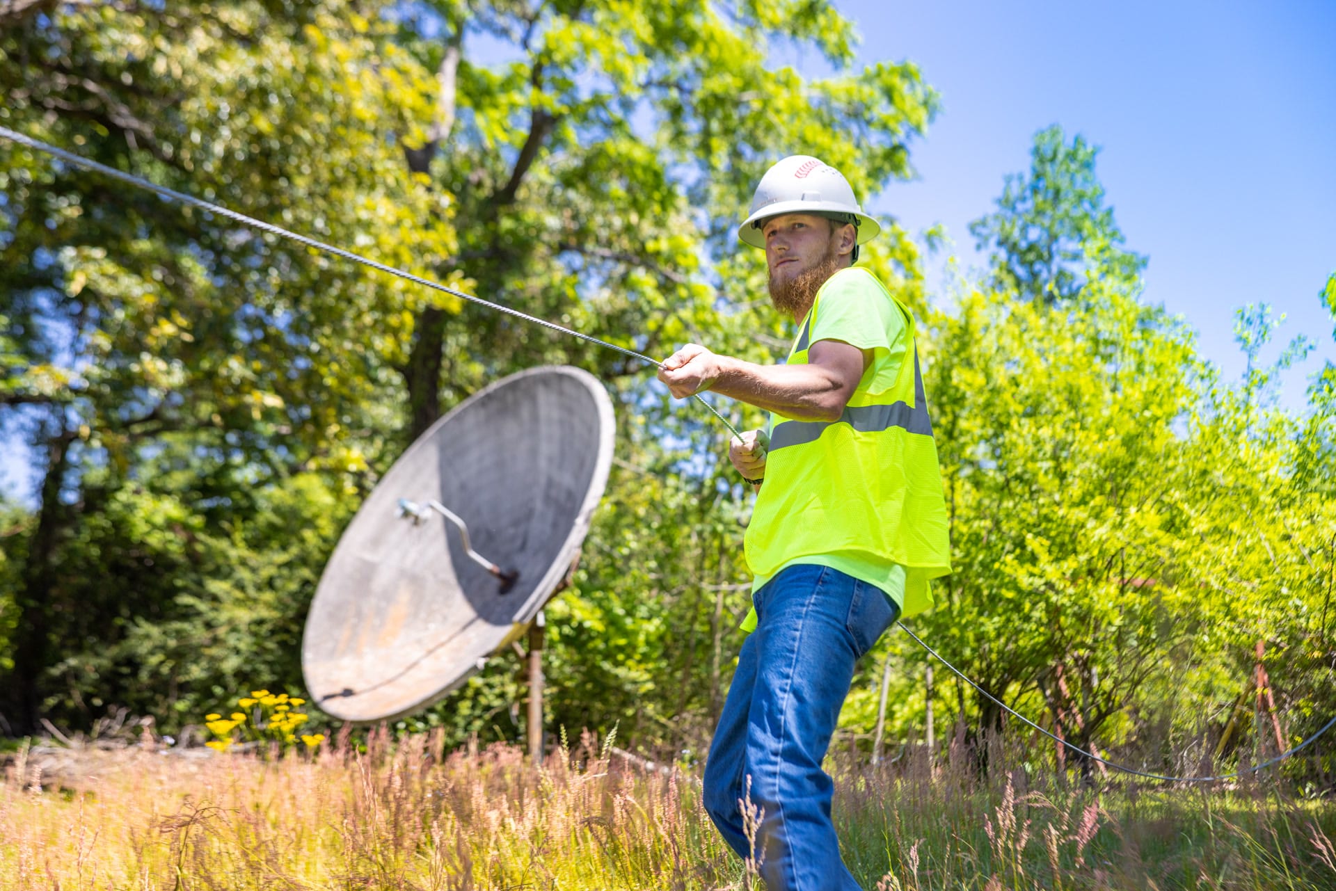 Lineman with boom mic reflector