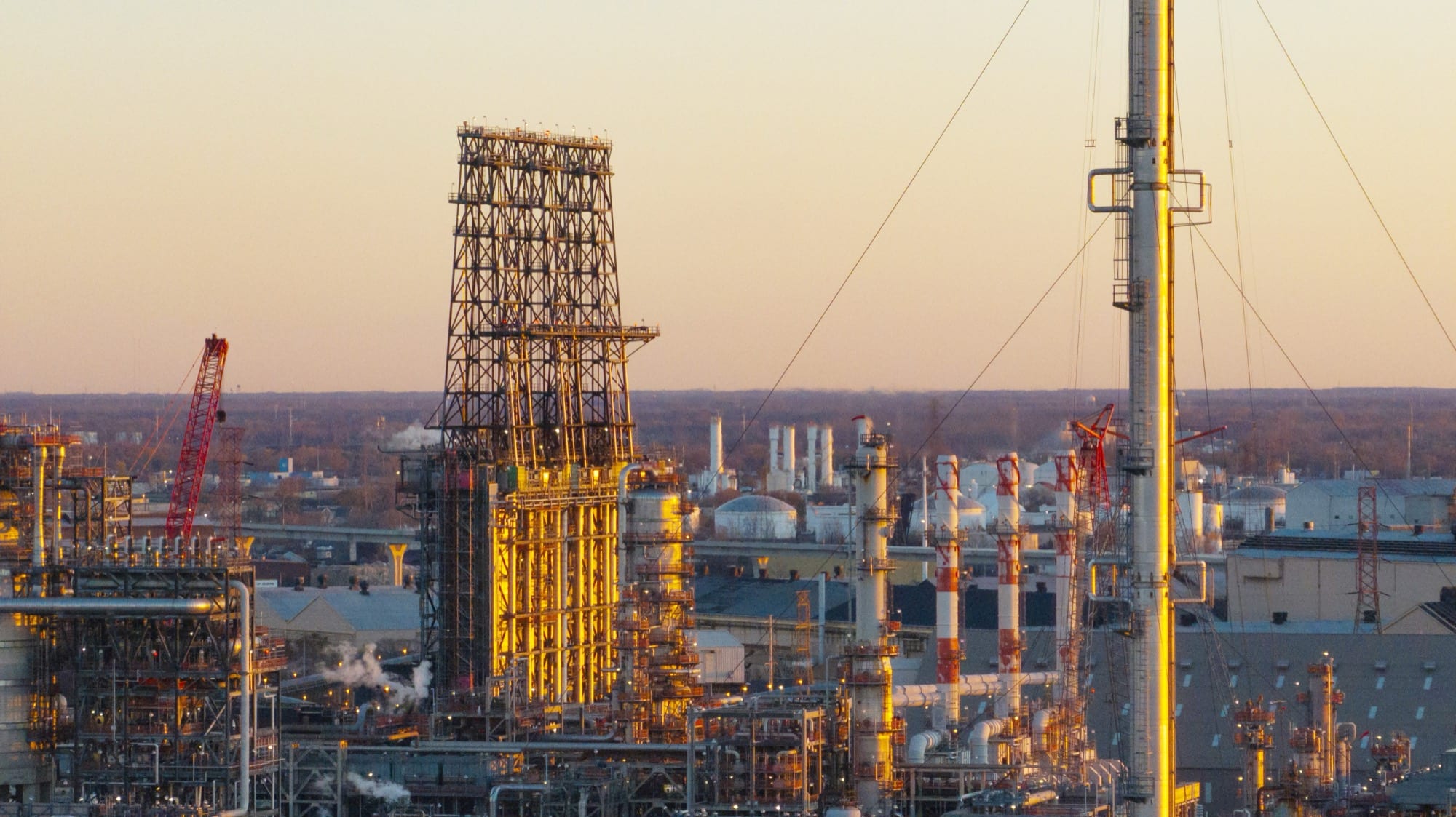 Whiting Refinery skyline at golden hour